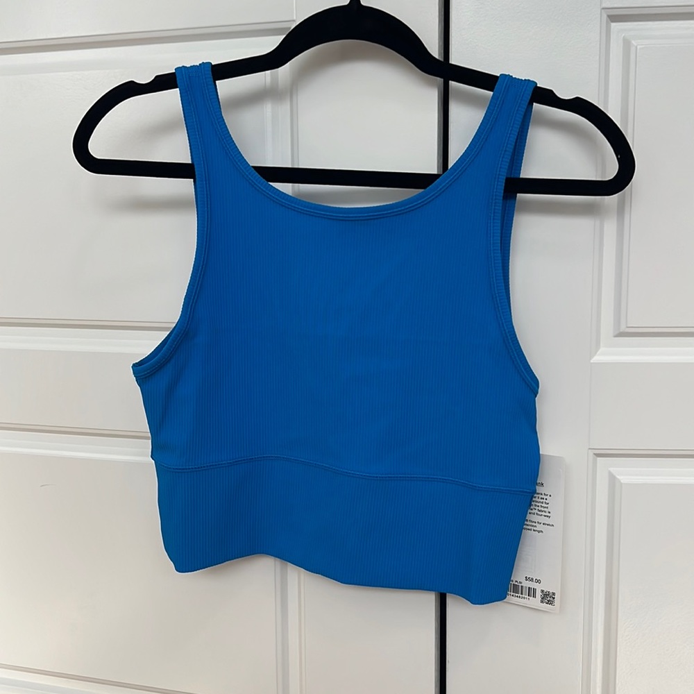 New with tags lululemon power pivot ribbed size 8 “poolside” blue